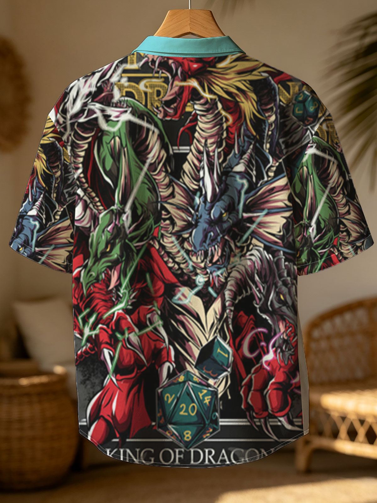 King of Dragons: Mythic Beasts and D20 Dice Fusion Art -  Shirt