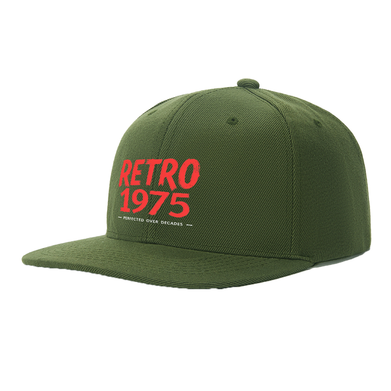 Flat Brim Baseball Cap Retro 1975 Brushstroke Design Streetwear Underground Skate Style for Basketball Court Skate Park Urban Lifestyle Skaters Rappers Streetwear Enthusiasts