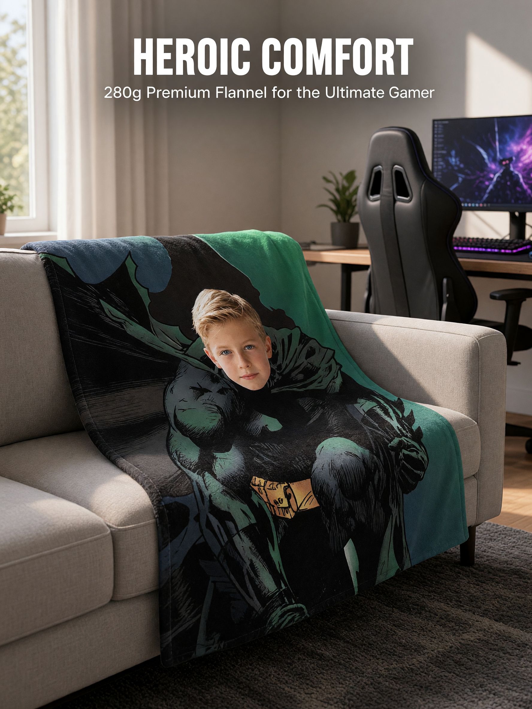 Custom Photo Face Superhero Flannel Blanket Ultra Soft Anti Pilling Fleece Throw Warm Skin Friendly Personalized Gift
