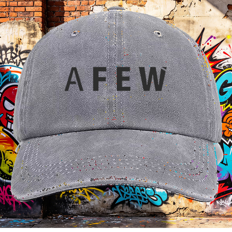 Men's Printed Washed Cap with AFEW Logo Design - Casual Round Brim Summer Lightweight Cotton Hat for Outdoor Activities, Urban Streetwear, and Daily Wear - Ideal for Young Adults and Fashion-conscious Men