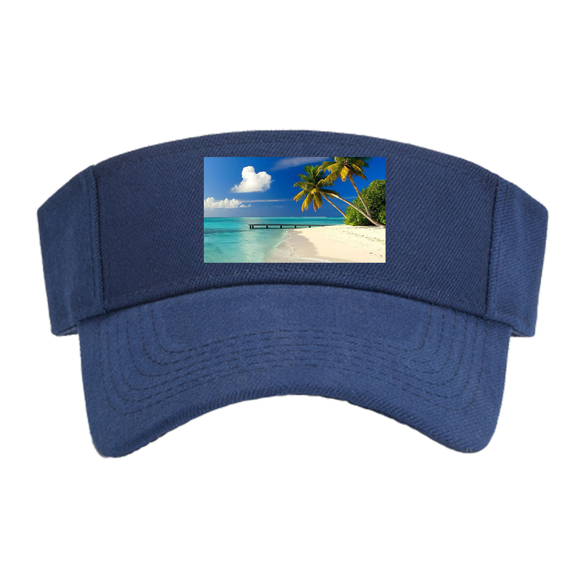 Tropical Beach with Palm Trees and Crystal Clear Water -  Visor cap