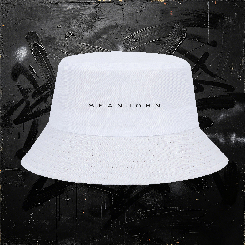 Unisex Bucket Hat with Sean John Logo Print - Classic Cotton渔夫帽 for Outdoor Activities, Travel, and Casual Wear - Suitable for Men and Women Seeking Stylish Sun Protection and Comfortable Fit