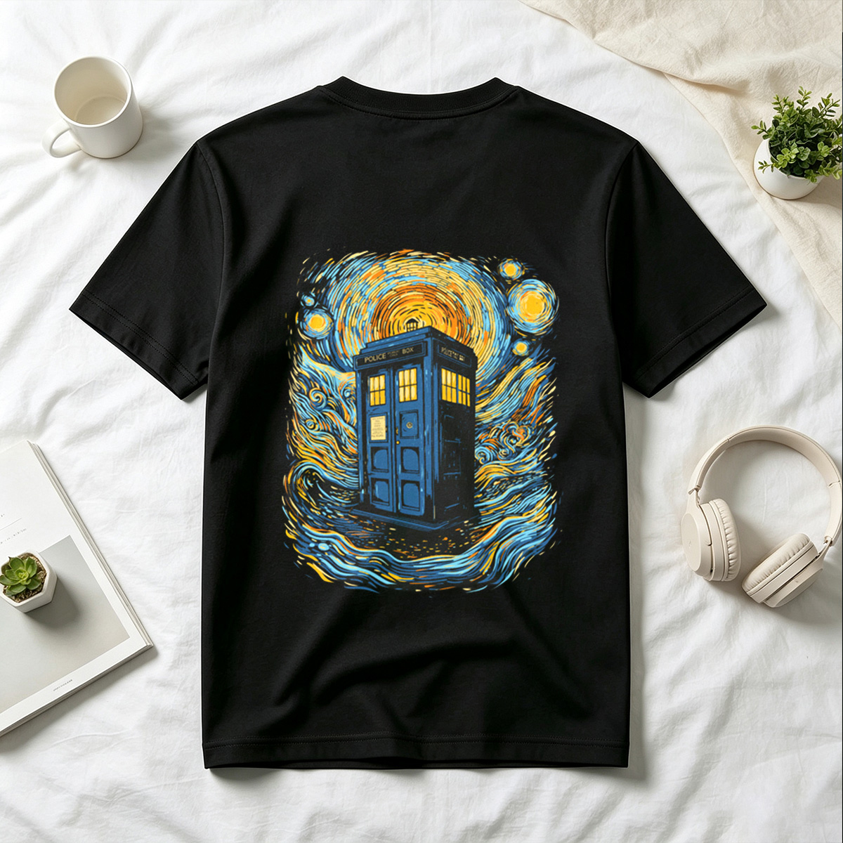 TARDIS in Starry Night - Tee