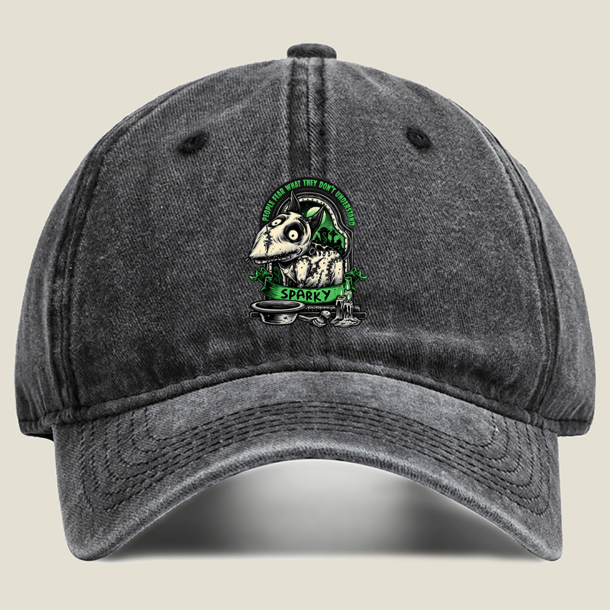 Sparky the Frankenstein Dog - Washed Denim - Baseball Cap