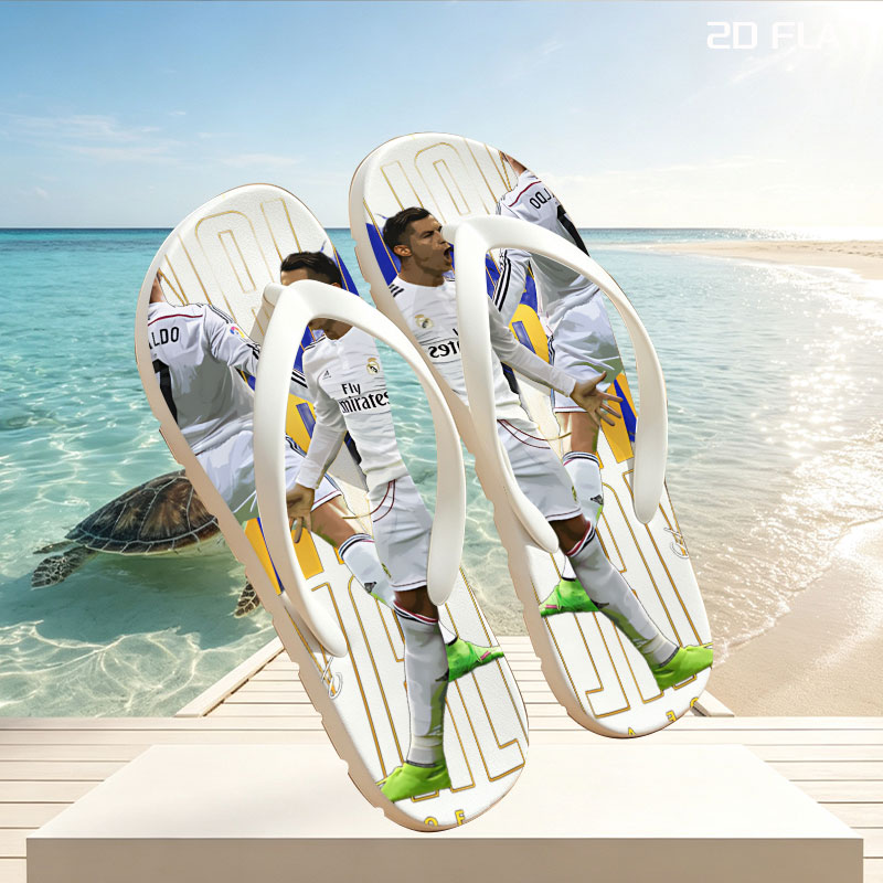 Cristiano Ronaldo Real Madrid 7 GOAT Football Legend -  flip-flops