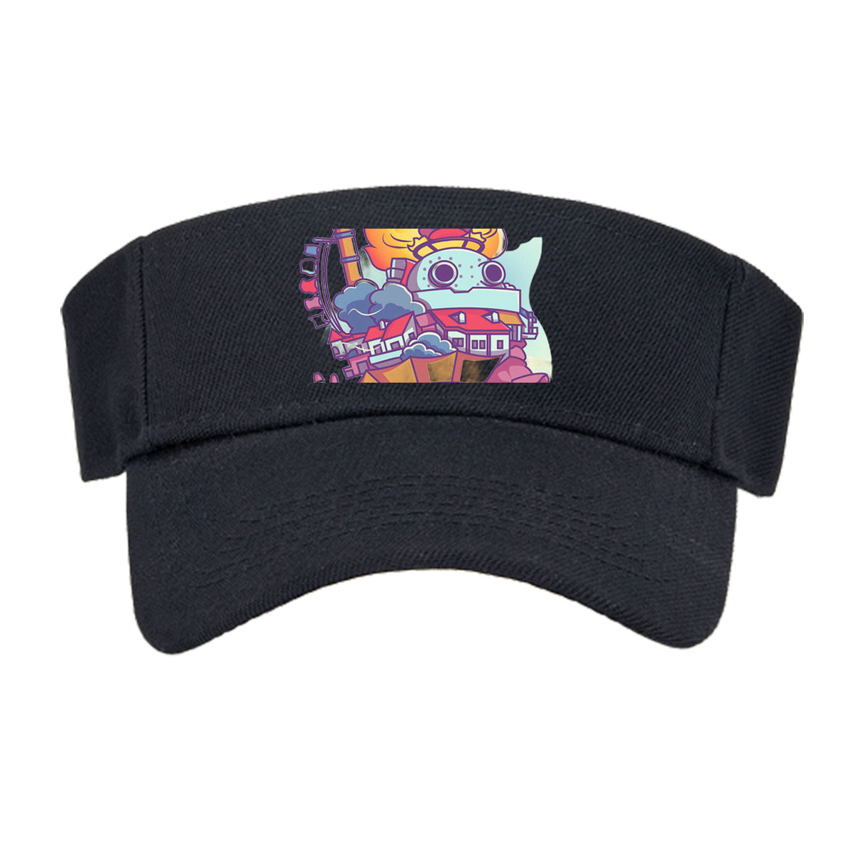 Flame-Powered Factory Crab with Industrial City on Back -  Visor cap