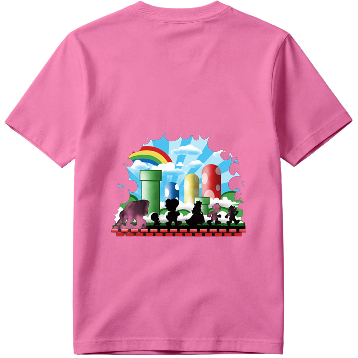 Super Mario Silhouettes: Koopa, Toad, Princess, Mario, and Luigi - Tee