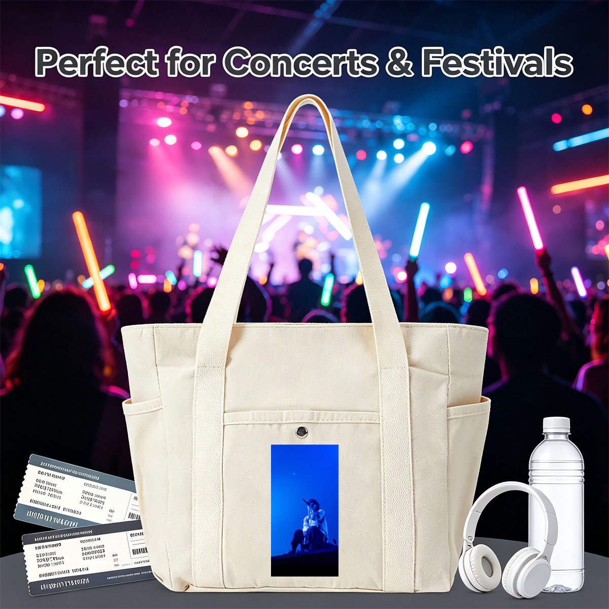 Troye Sivan Performing on Stage Under Blue Lighting - Multi-pocket bags