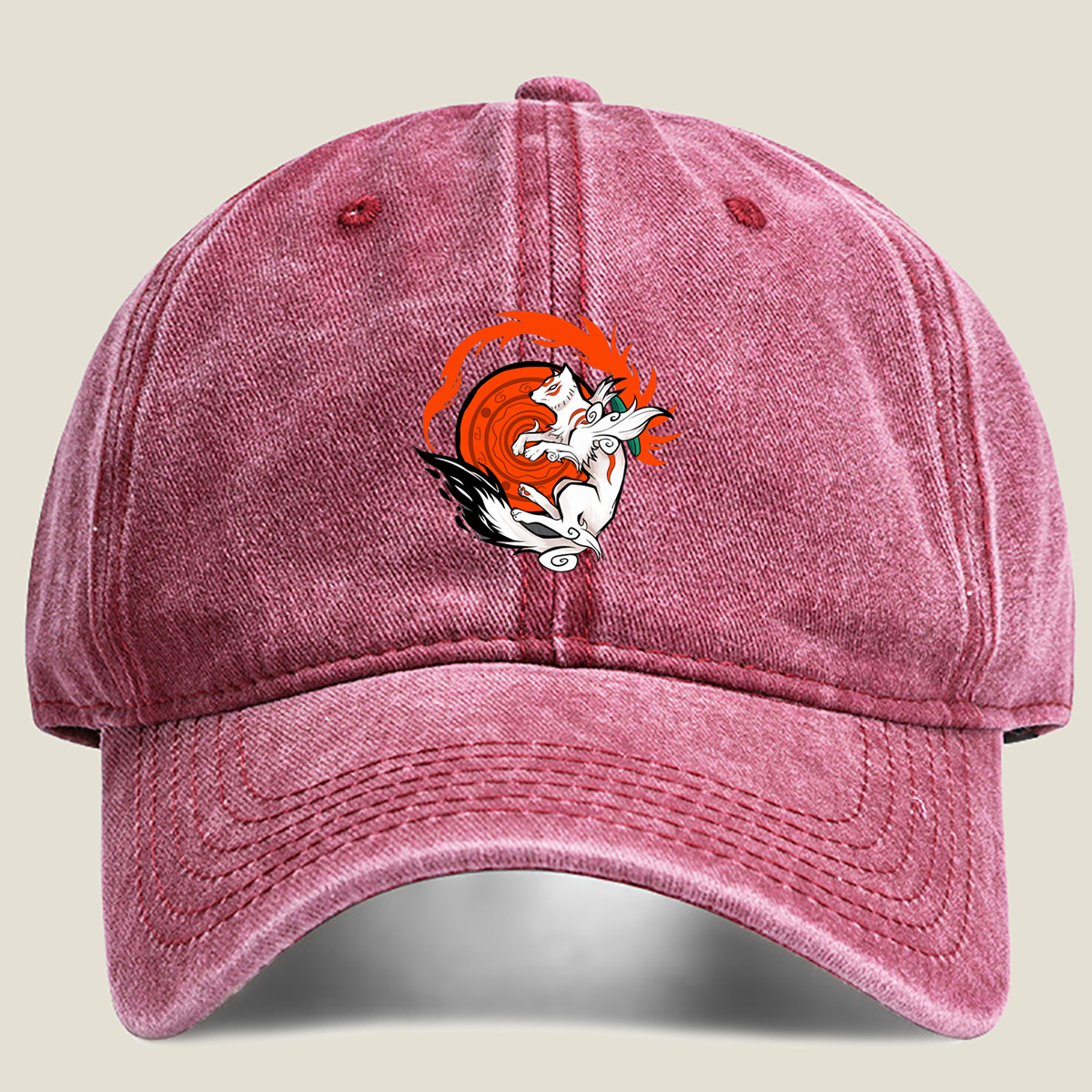 Naruto: Kurama and Nine-Tailed Fox - Washed Denim - Baseball Cap