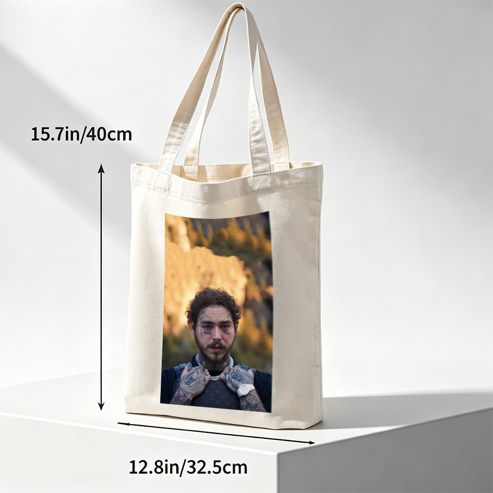 Post Malone Outdoor Portrait with Tattoos and Nature Background - Canvas tote bags