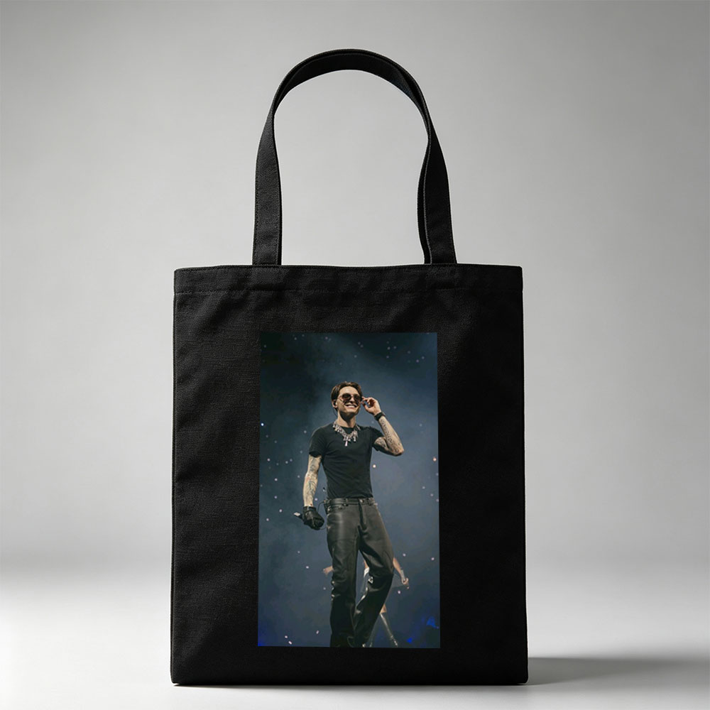 Lauv Live Performance on Stage Wearing Black Outfit and Sunglasses - Canvas tote bags