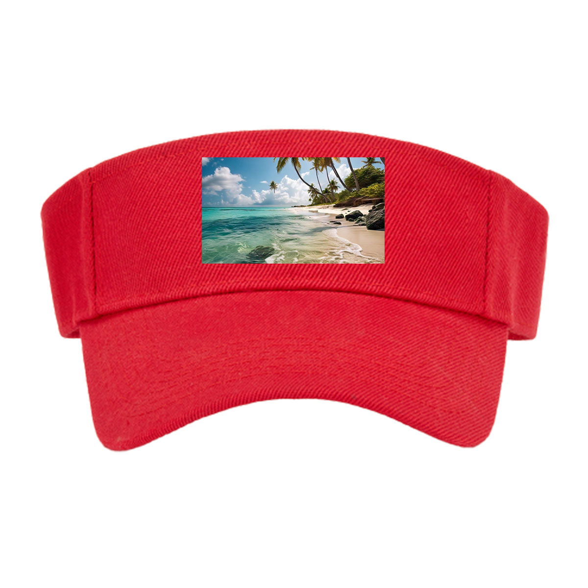 Tropical Beach with Palm Trees and Crystal Clear Water -  Visor cap