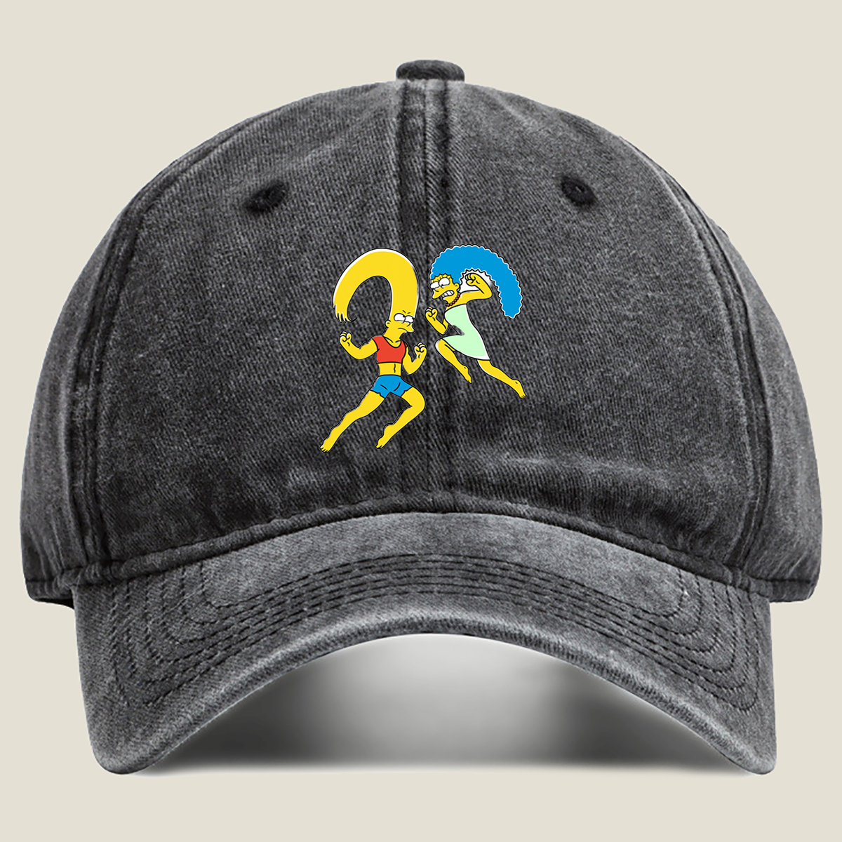 The Simpsons: Marge and Homer Running - Washed Denim - Baseball Cap