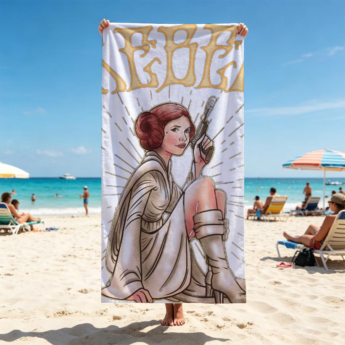 Rebel: Princess Leia Organa with Blaster, Star Wars Icon - Beach towels