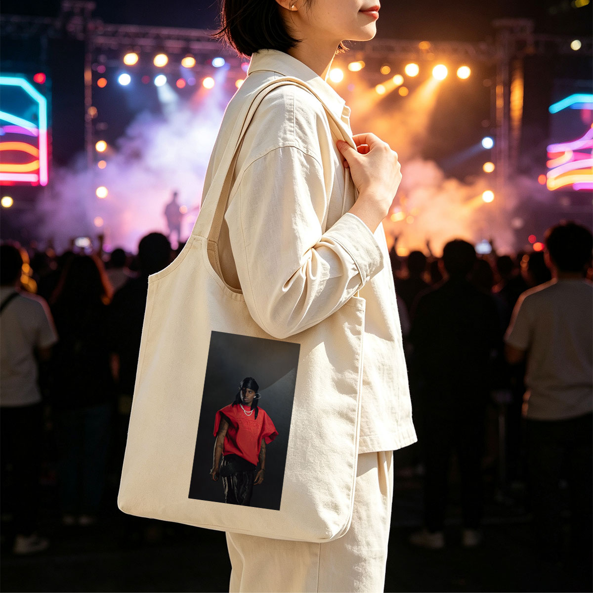 Quavo in a Bold Red Look with Leather Pants and Statement Jewelry - Canvas shoulder bags/