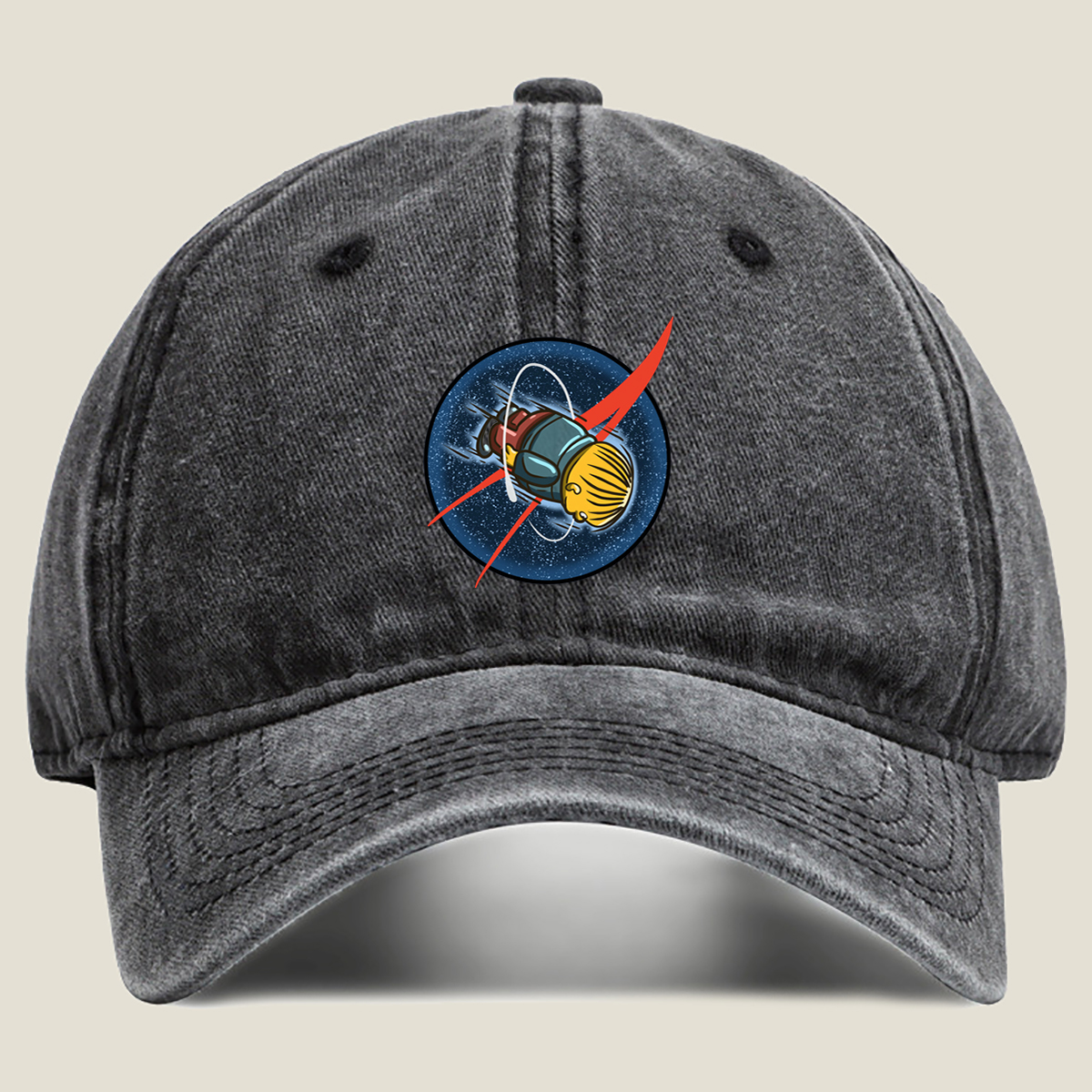 Space Adventure with a Robot Astronaut - Washed Denim - Baseball Cap