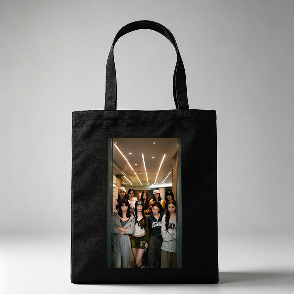 Kep1er Group Photo in Modern Indoor Setting with Casual Streetwear Fashion - Canvas tote bags