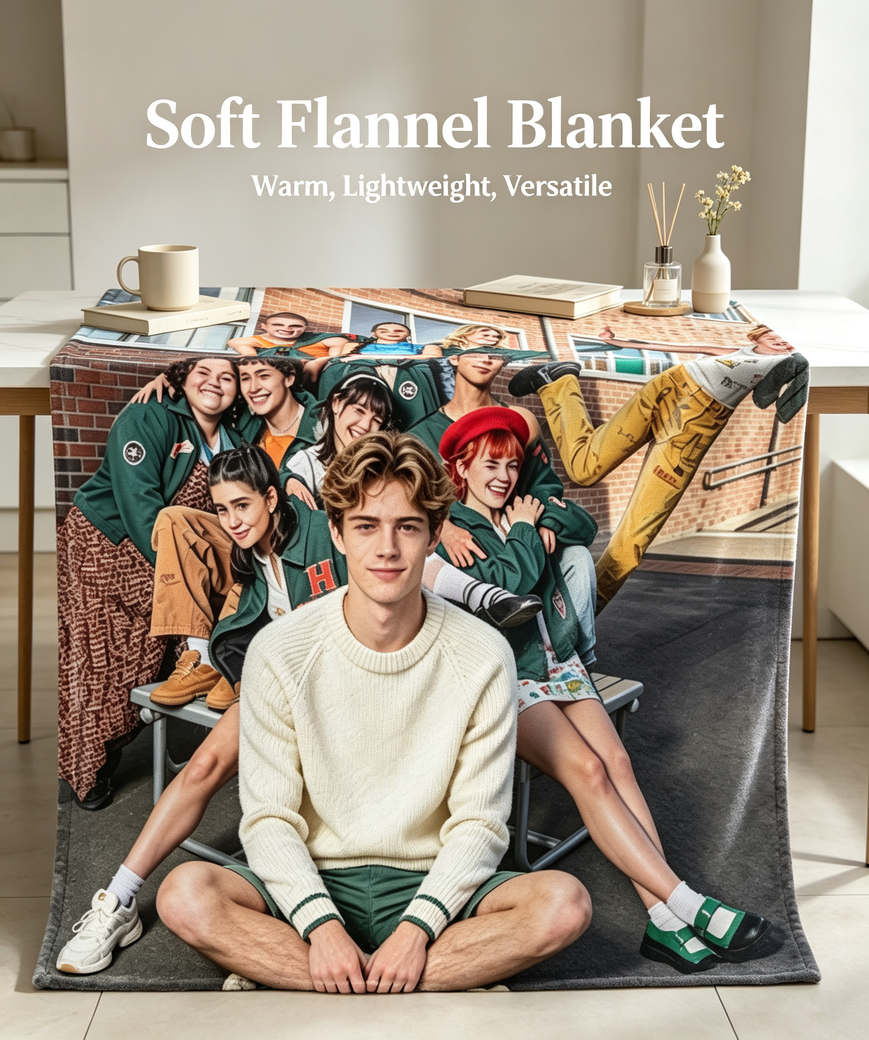 Custom Face Blanket The Heathers Movie Cast Flannel Blanket Cozy Home Decor Gift for Fans and Teen Drama Lovers