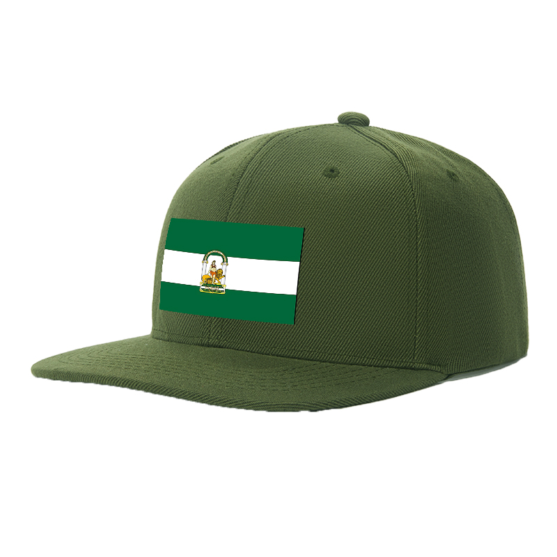 Flat Brim Baseball Cap Andalusia Emblem Design Streetwear Underground Skate Style Basketball Court Urban Skate Park Fit for Skaters Rappers Streetwear Enthusiasts