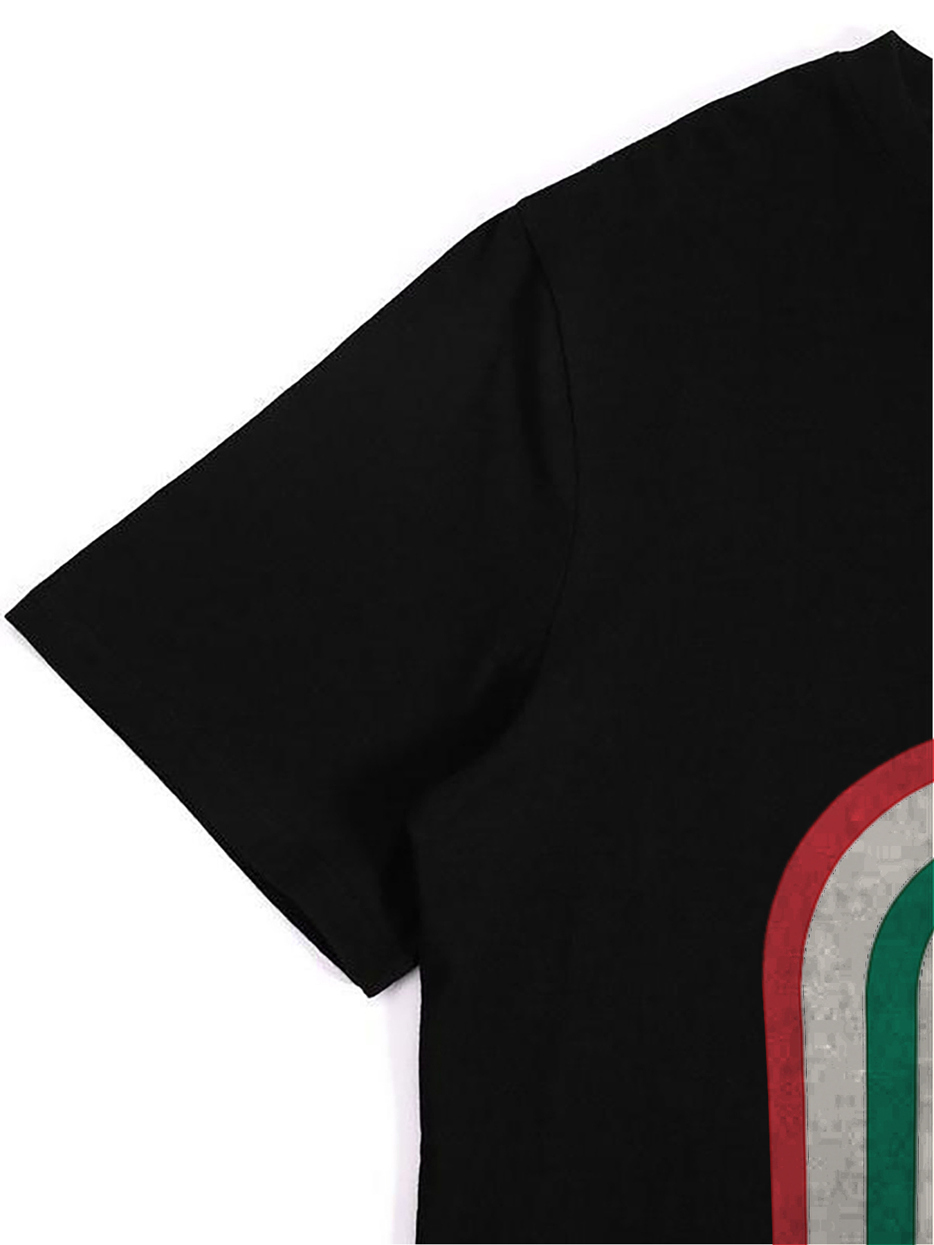 Men's Printed T-Shirt with Bold Geometric M Design in Red Green White Stripes, Casual Round Neck Lightweight Breathable Summer Short Sleeve Tee for Everyday Wear, Outdoor Activities, and Urban Style, Ideal for Young Adults and Fashion-Loving Men