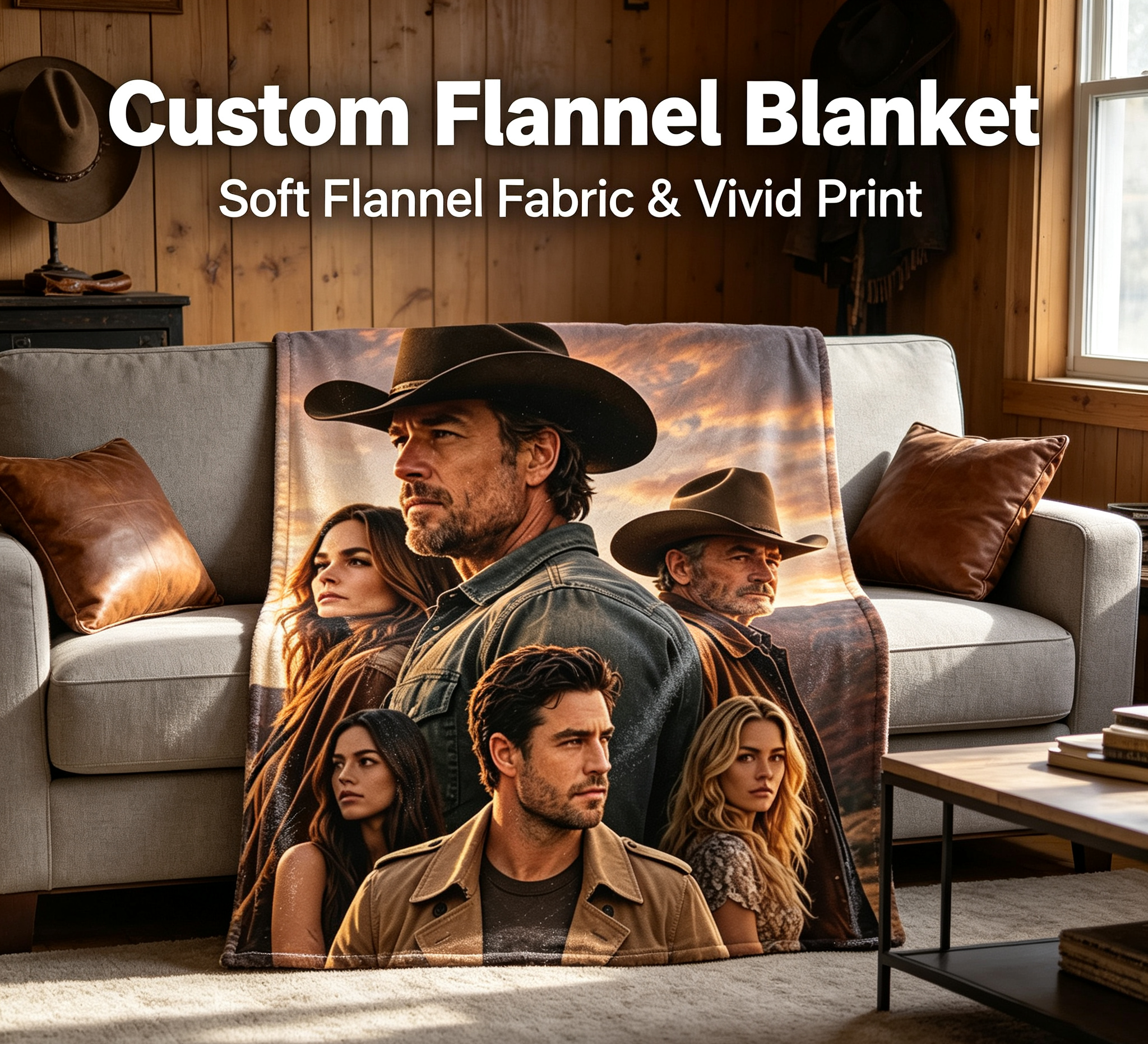 Custom Face Blanket Ransom Canyon Netflix Series Flannel Blanket Perfect for Fans of Western Drama Cozy Home Decor Gift or Giveaway