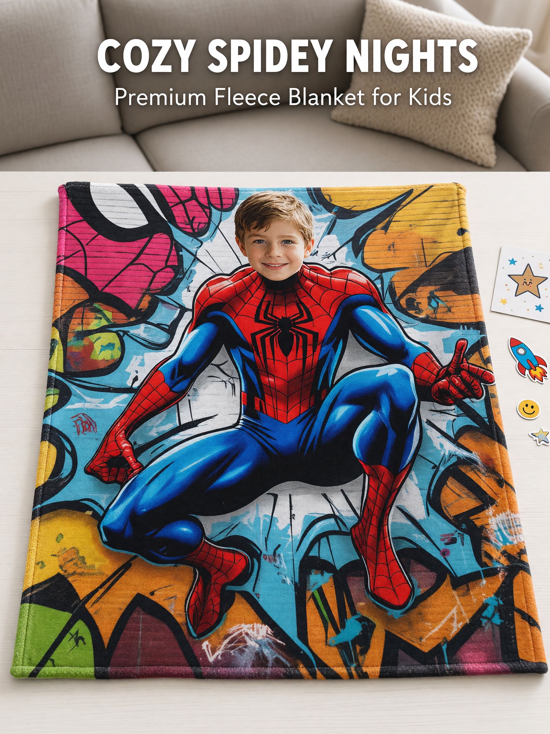 Custom Superhero Photo Flannel Blanket Personalized Comic Art Throw Soft Warm Anti Pilling Bed Sofa Cover Unique Gift