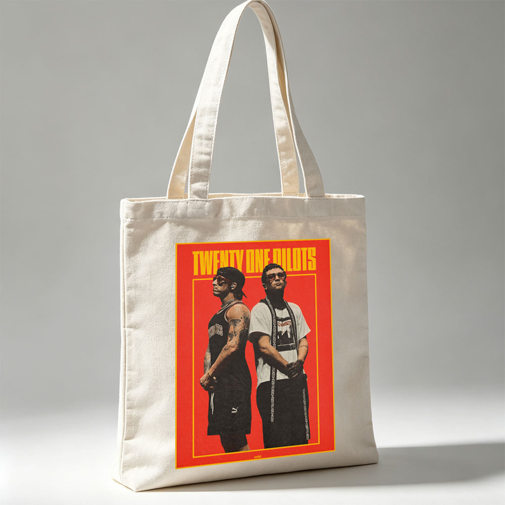 Twenty One Pilots Standing Back to Back in Bold Red Poster Art - Canvas tote bags