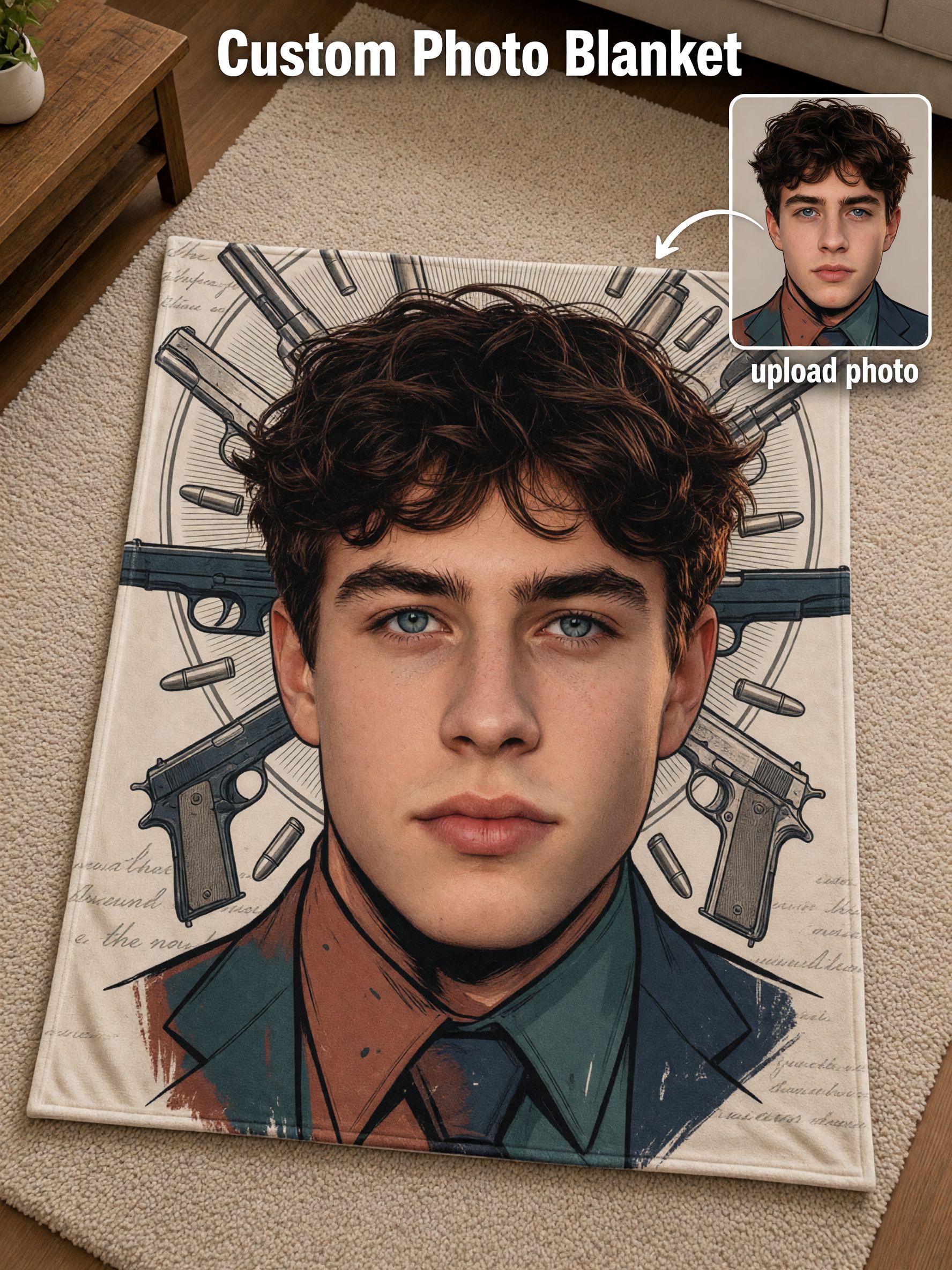 Custom Photo Face Blanket Personalized Flannel Throw Ultra Soft Anti-Pilling Cozy Fleece Bed Sofa Blanket Gift