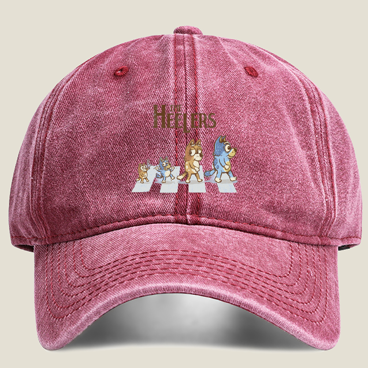 The Heelers: Bluey, Bingo, Bandit, and Mum Dog - Washed Denim - Baseball Cap