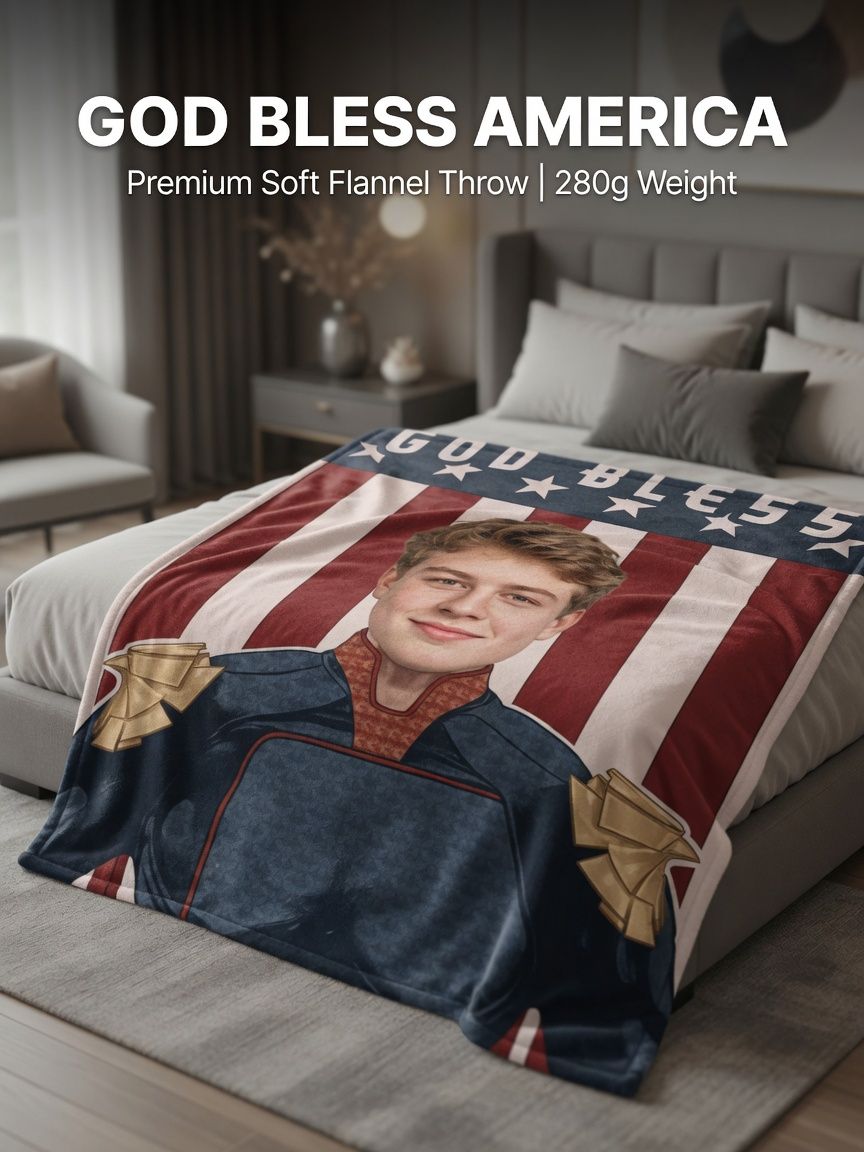 Custom Face Photo Blanket Personalized Superhero Flannel Throw Cozy Velvet Fleece Bed Sofa Gift