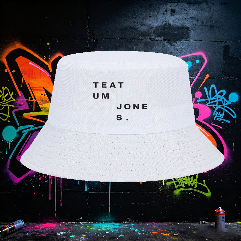 Unisex Bucket Hat with TEATUM JONES Logo Print - Classic Cotton Sun Protection Hat for Outdoor Activities, Travel, and Casual Wear - Suitable for Men and Women Seeking Stylish and Comfortable Headwear