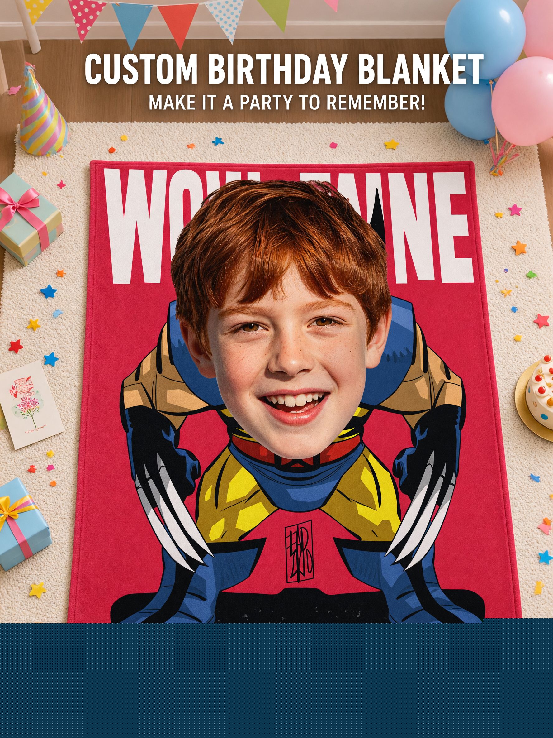 Personalized Custom Face Photo Blanket Soft Flannel Superhero Throw Blanket for Kids and Adults Cozy Birthday Gift
