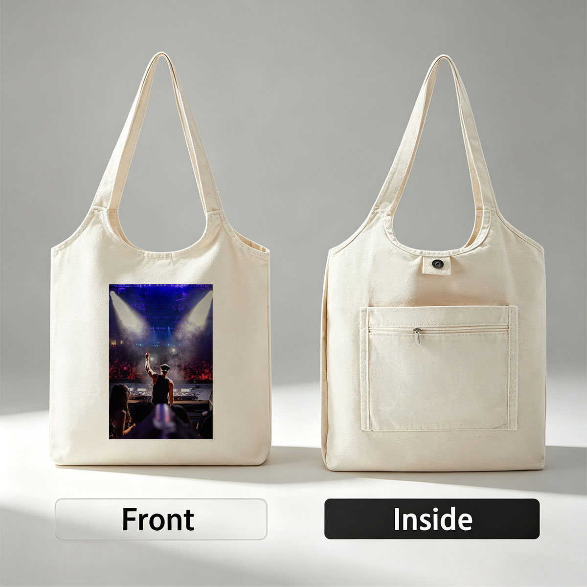 DJ Martin Garrix Performing at a High-Energy Concert with Crowd in the Background - Canvas shoulder bags/