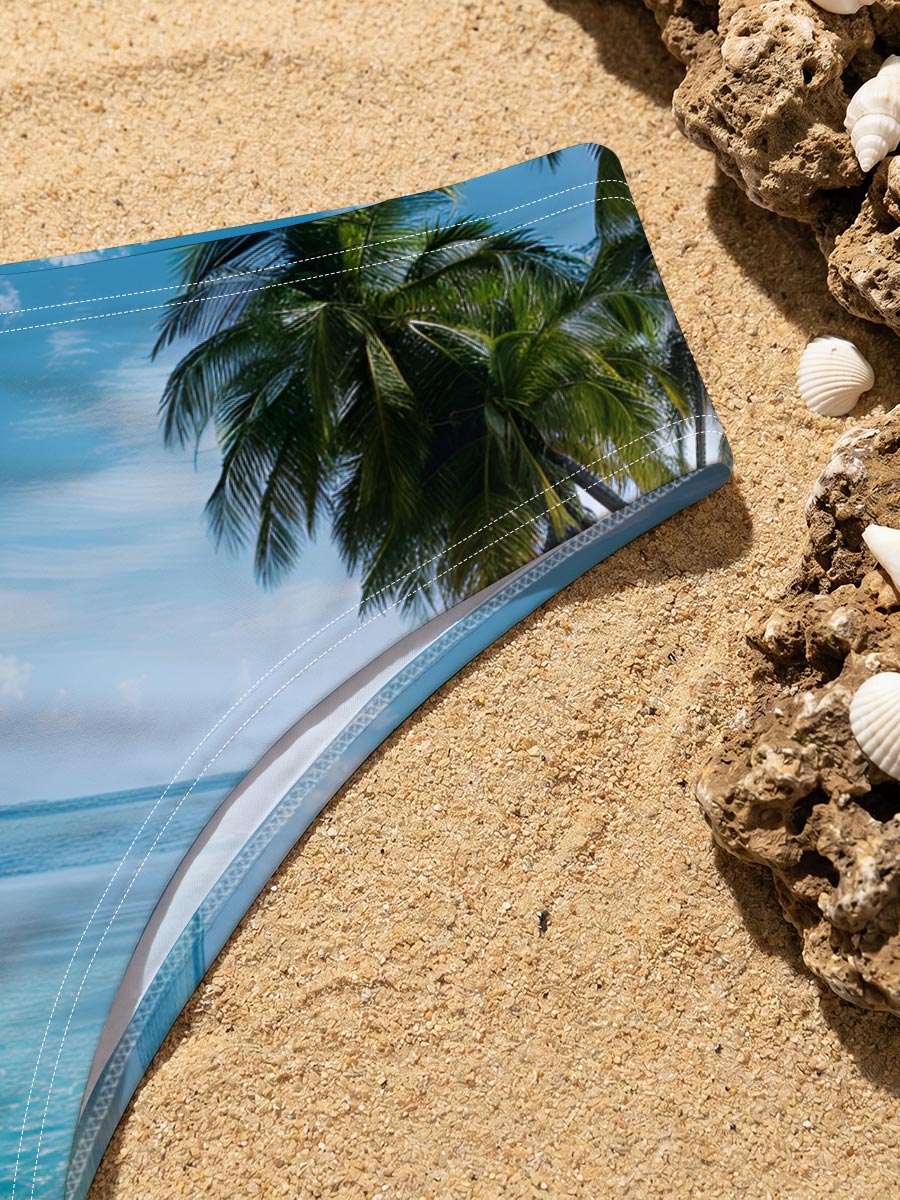Infinite Pool Meets Azure Sea Under Palm Trees -  Men's swim trunks