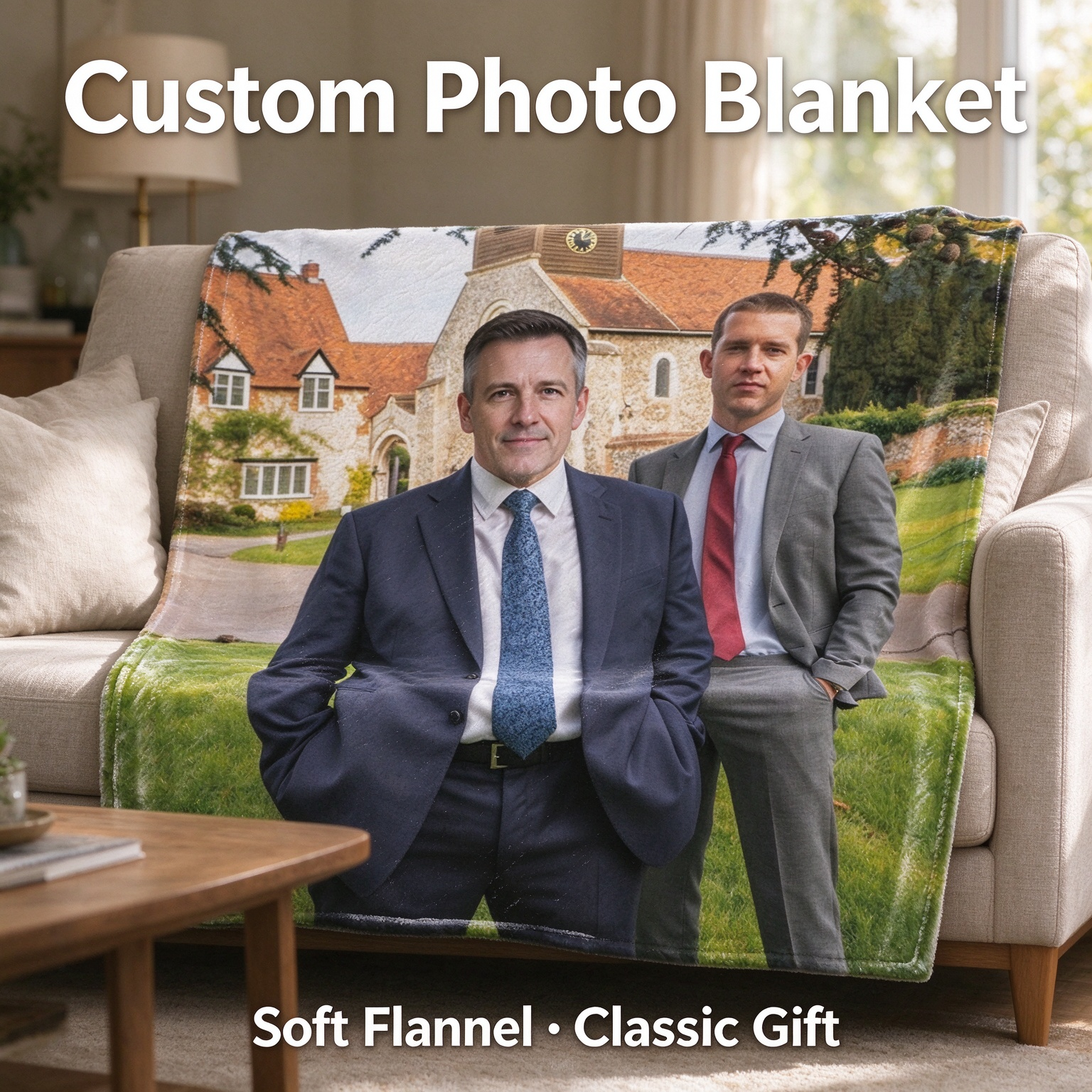 Custom Photo Face Flannel Blanket Personalized Picture Throw Soft Cozy Warm Fleece Keepsake Gift for Bed and Couch
