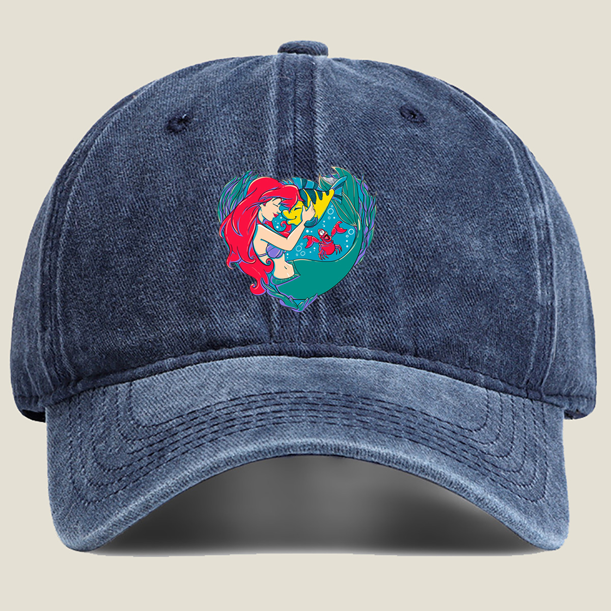 The Little Mermaid: Ariel and Sebastian - Washed Denim - Baseball Cap