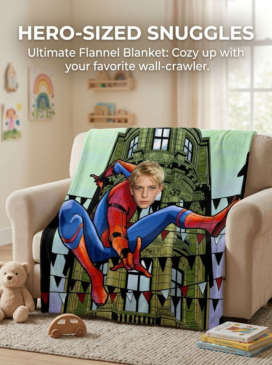 Personalized Custom Face Superhero Flannel Fleece Blanket Ultra Soft Lightweight Throw for Couch Bed Travel Keepsake Gift