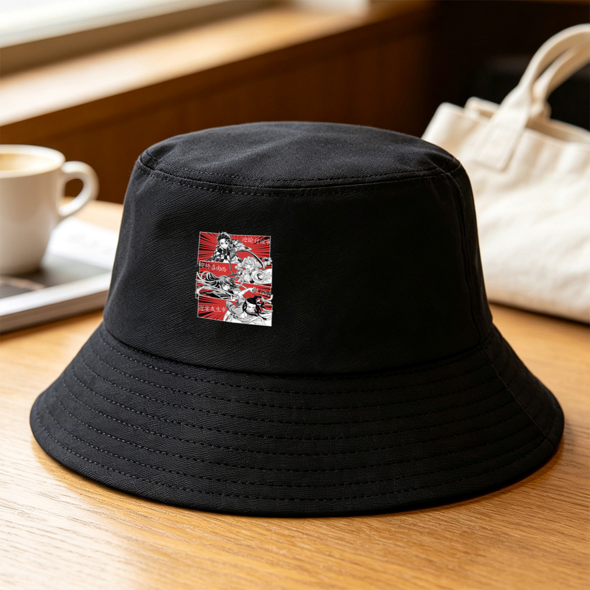 Demon Slayer: Tanjiro, Nezuko, Zenitsu, and Inosuke in Action - Fisherman's Hat