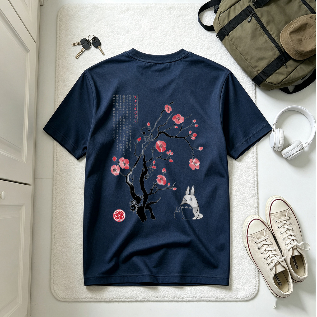 Totoro and Kodama under a Cherry Blossom Tree - Tee