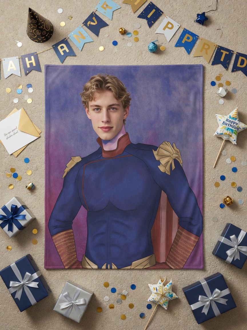 Custom Photo Face Blanket Personalized Superhero Flannel Throw Soft Anti-Pilling Cozy Plush Blanket for Unique Gifts