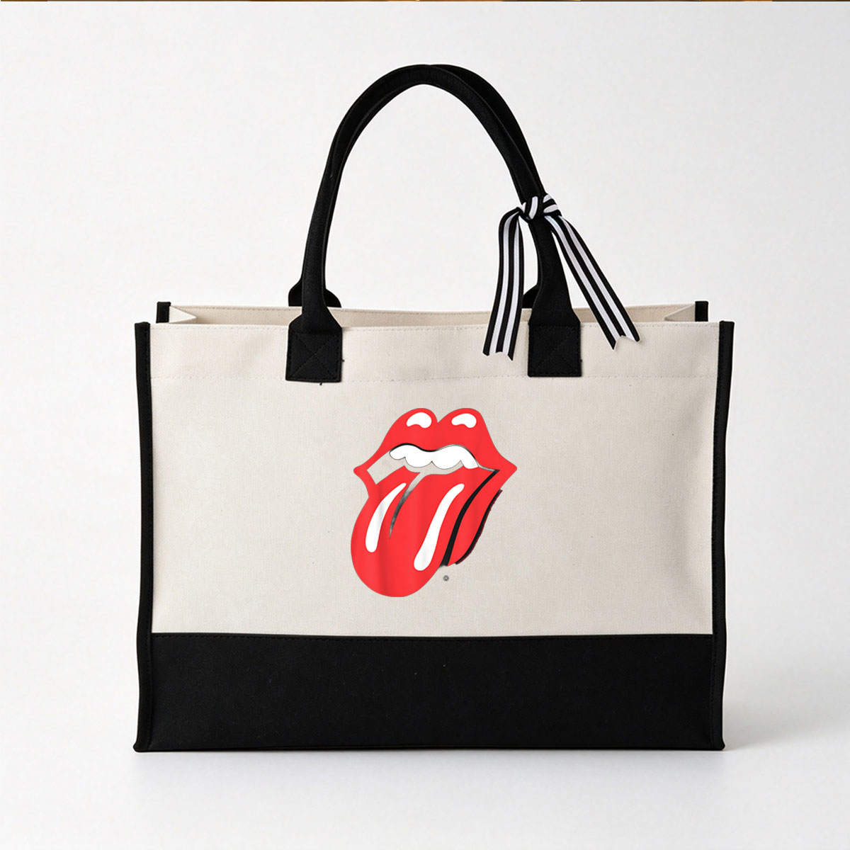 The Rolling Stones Tongue Logo - Canvas patchwork gift tote bag
