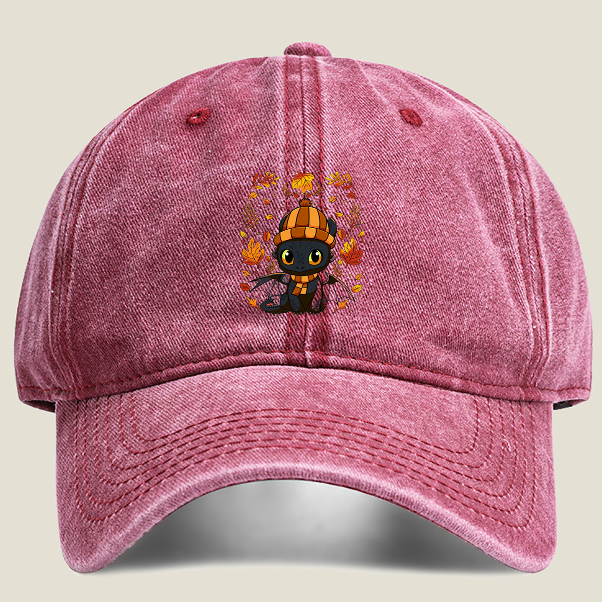 How to Train Your Dragon: Toothless in Autumn Attire - Washed Denim - Baseball Cap