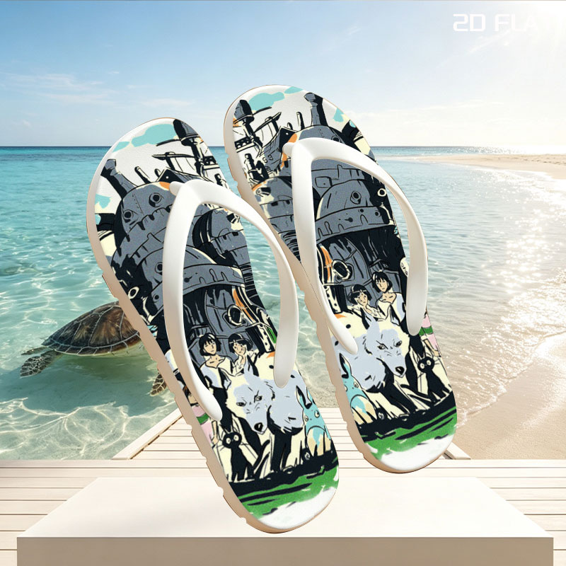 Studio Ghibli Characters and the Moving Castle Ensemble -  flip-flops