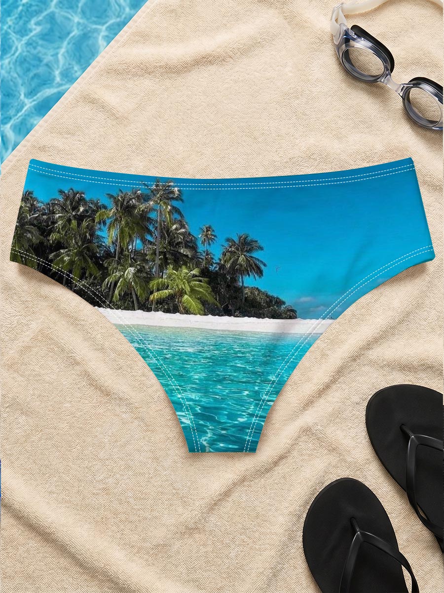 Crystal Clear Waters and Palm Trees on a Tropical Beach -  Men's swim trunks