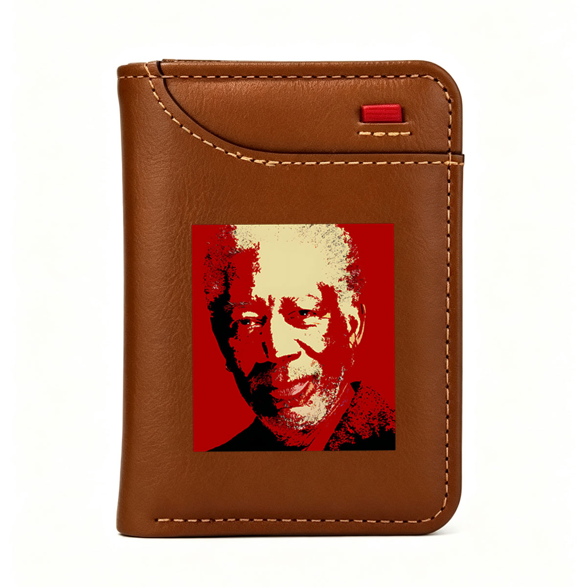 Nelson Mandela Portrait in Red and Beige Tones - Vertical Style Wallet