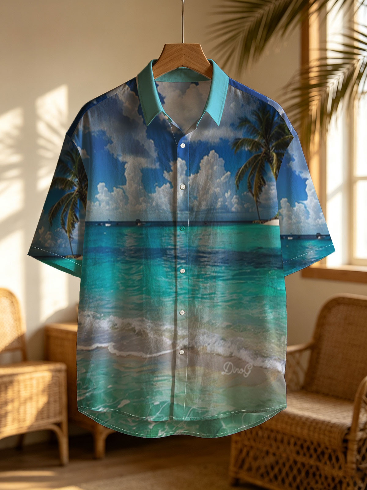 Crystal Clear Waters and Palm Trees Under a Blue Sky -  Shirt