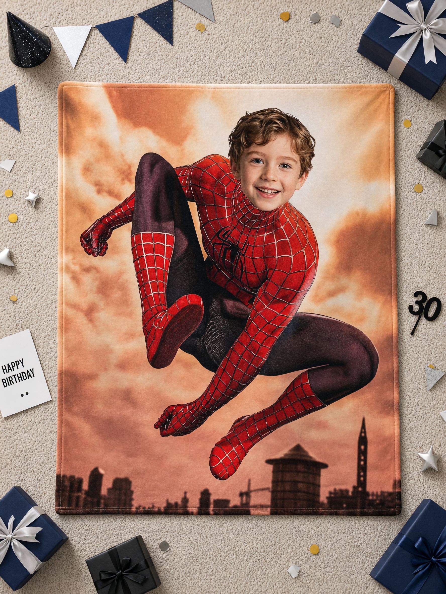 Custom Photo Face Flannel Blanket Personalized Superhero Plush Throw Skin Friendly Warm Velvet Fleece Bed Sofa Gift
