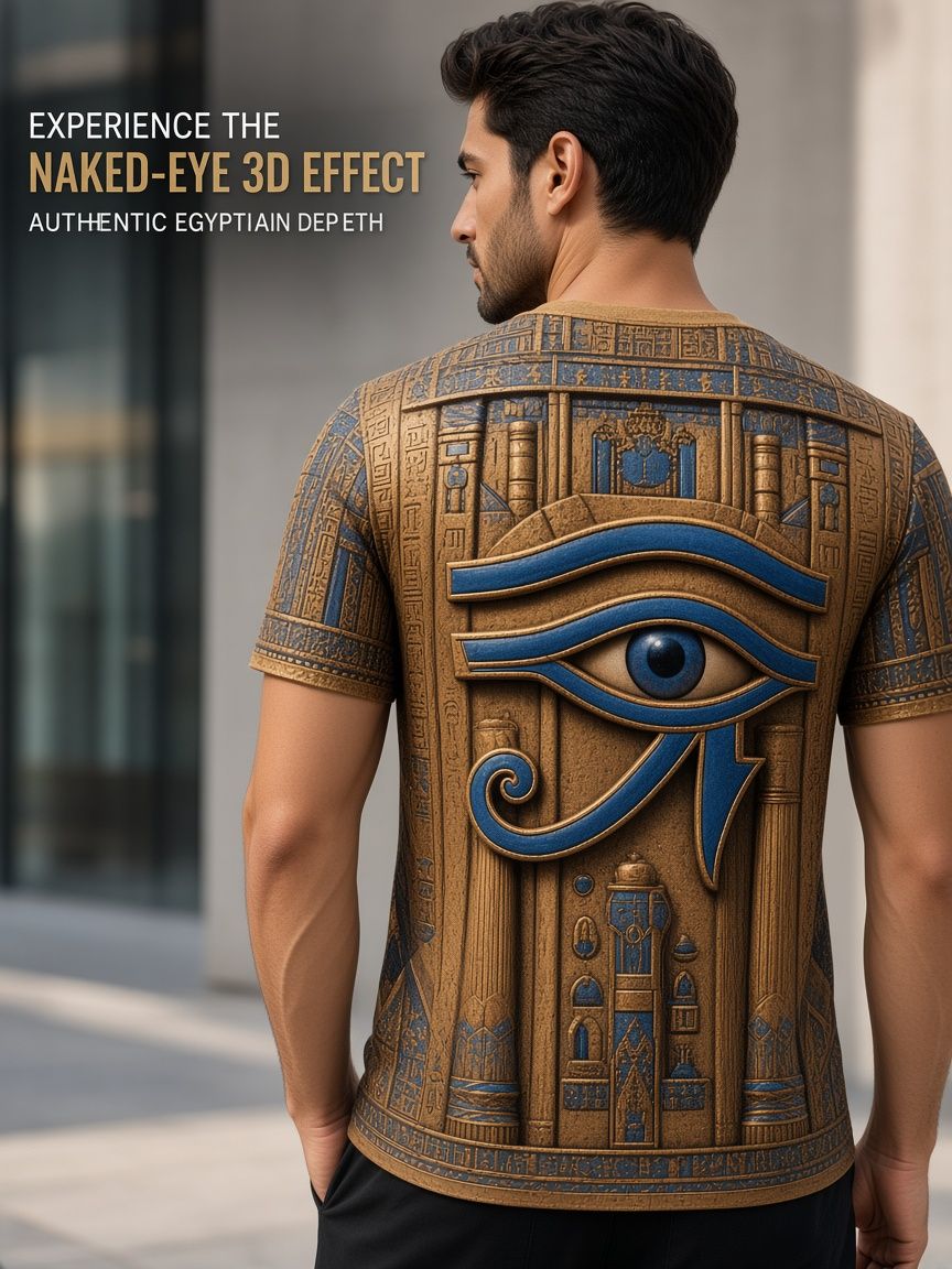 Egyptian Anubis 3D Optical Illusion Graphic Tee Breathable Athletic Mesh T-Shirt Casual and Sports Wear