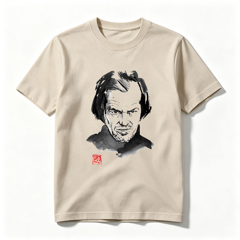 Abstract Portrait of a Man with Expressive Features and Red Seal - Tee