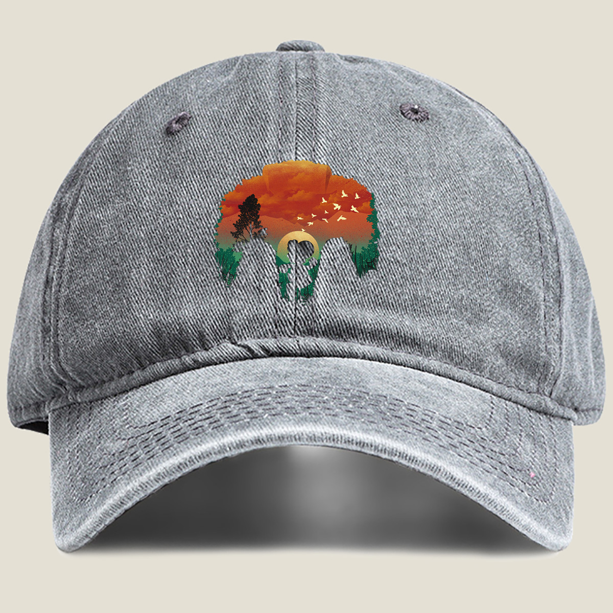 Mickey Mouse at Sunset - Washed Denim - Baseball Cap